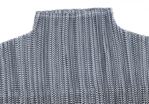 プリーツプリーズPLEATS PLEASE メッシュレイヤードハイネックノースリーブ 黒青白3 K-136740_004