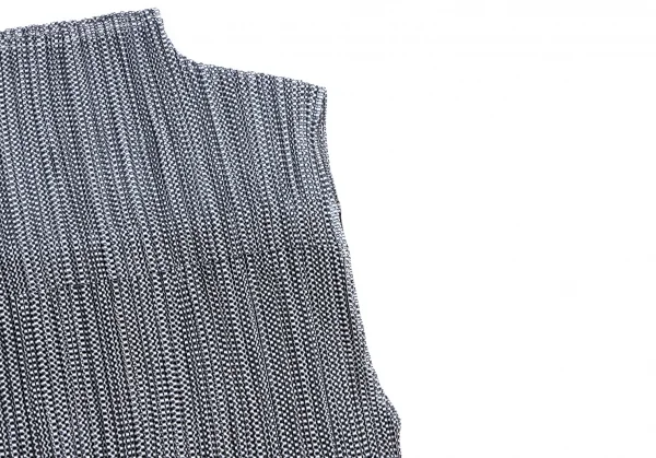 プリーツプリーズPLEATS PLEASE メッシュレイヤードハイネックノースリーブ 黒青白3 K-136740_005