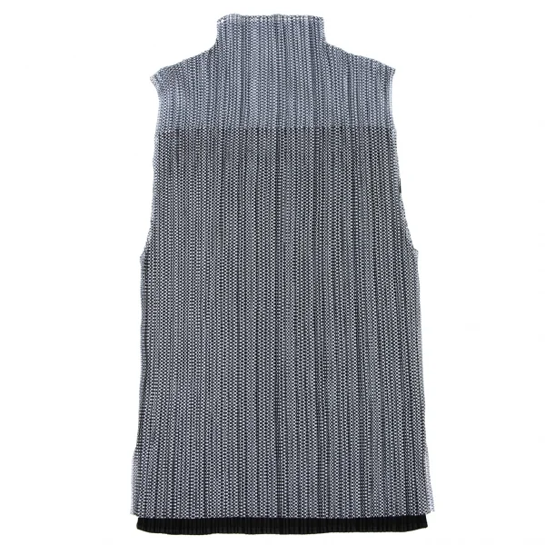 プリーツプリーズPLEATS PLEASE メッシュレイヤードハイネックノースリーブ 黒青白3 K-136740_009