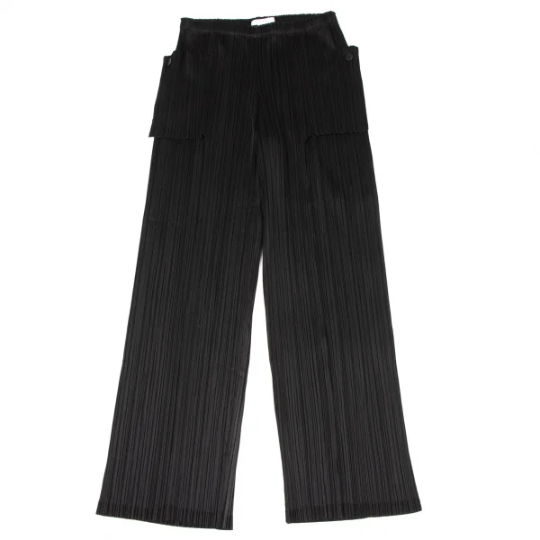 PLEATS PLEASE Folded Pocket Design Wide Pants Black 1 K-136743_001
