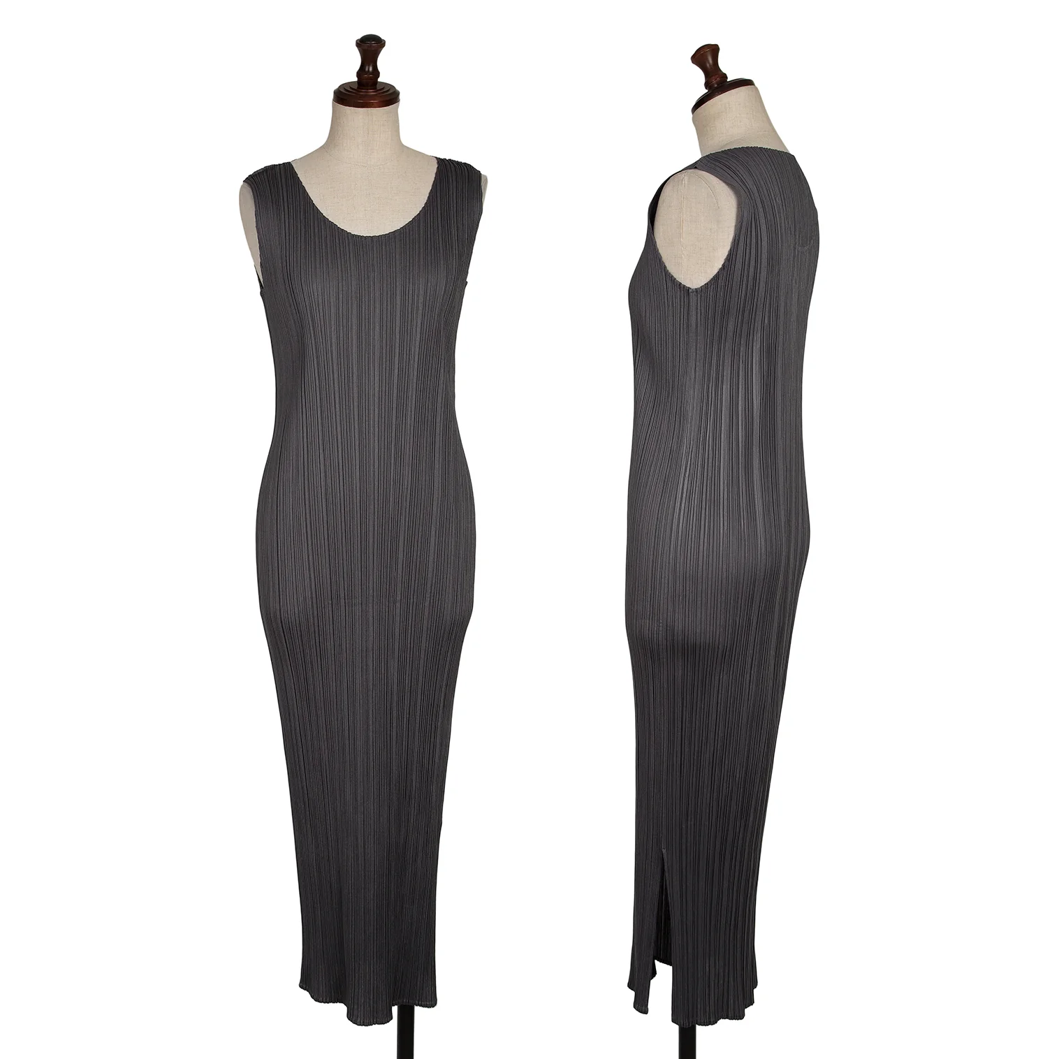 極美品✨PLEATS PLEASE XLサイズ カットワーク　マキシ丈 グレー PLEATS PLEASE Slit Sleeveless Dress Grey 1 (K-136747) | PLAYFUL