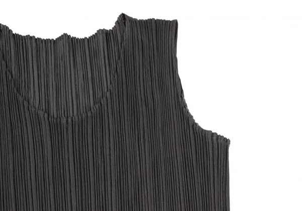 美品　プリーツプリーズ　ノースリーブ　ワンピース　ロング　ブラック　スリット 極美品】プリーツプリーズ ノースリーブロングワンピース マキシ