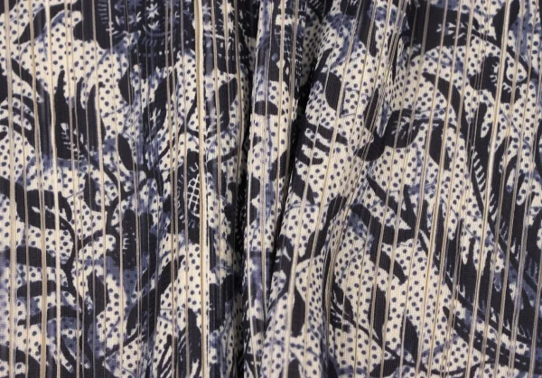 プリーツプリーズPLEATS PLEASE ボタニカルプリントボタンベスト ベージュ紺3 K-136751_011