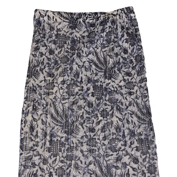 プリーツプリーズPLEATS PLEASE ボタニカルプリントセットアップ ベージュ紺3 1 K-136753_013