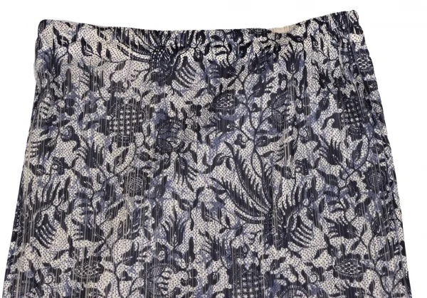 プリーツプリーズPLEATS PLEASE ボタニカルプリントセットアップ ベージュ紺3 1 K-136753_014
