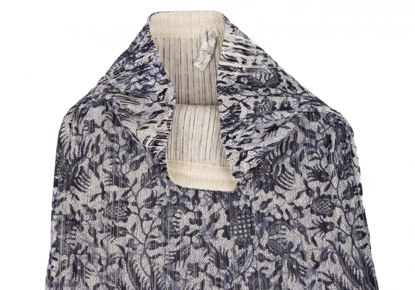 プリーツプリーズPLEATS PLEASE ボタニカルプリントセットアップ ベージュ紺3 1 K-136753_015