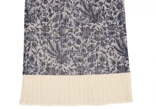 プリーツプリーズPLEATS PLEASE ボタニカルプリントセットアップ ベージュ紺3 1 K-136753_016