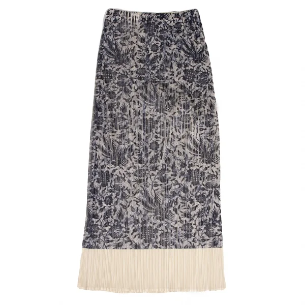 プリーツプリーズPLEATS PLEASE ボタニカルプリントセットアップ ベージュ紺3 1 K-136753_018