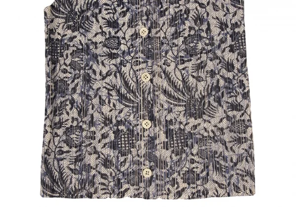 プリーツプリーズPLEATS PLEASE ボタニカルプリントセットアップ ベージュ紺3 1 K-136753_008