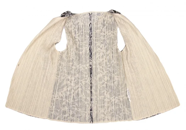 プリーツプリーズPLEATS PLEASE ボタニカルプリントセットアップ ベージュ紺3 1 K-136753_009