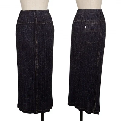 PLEATS PLEASE Denim Printed Skirt