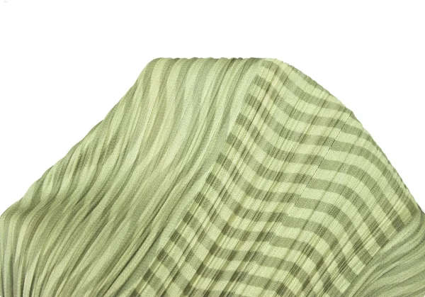 プリーツプリーズPLEATS PLEASE カーブストライププリントハイネックノースリーブ 黄緑3 K-136759_009