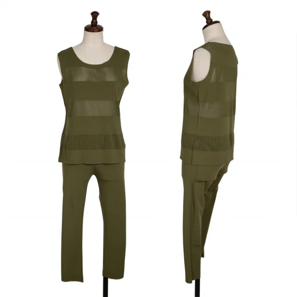PLEATS PLEASE A-POC INSIDE Cutting Tank Top & Pants Khaki-green S-M 3 K-136781_001
