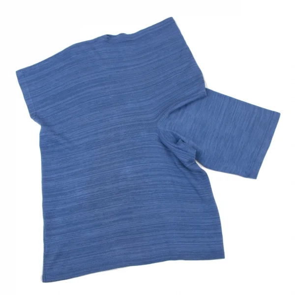 イッセイミヤケISSEY MIYAKEアシンメトリー混紡ニット 青M K-136783_002