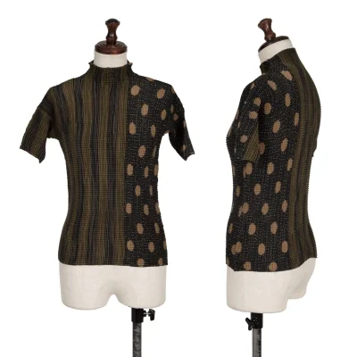 ISSEY MIYAKE WHITELABEL Stripe Dot Printed Pleats T-shirt
