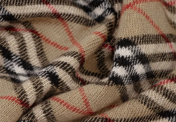 バーバリー ブルーレーベルBURBERRY BLUE LABEL ノバチェックニットフーディー ベージュ赤黒M K-136799_011