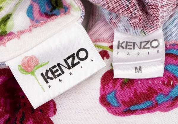 ケンゾーKENZO フローラルプリントフレンチスリーブTシャツ 白ピンク緑M K-136802_016