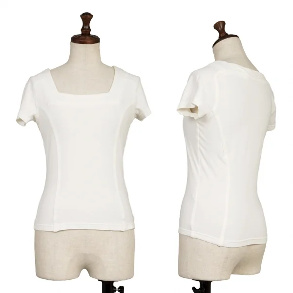 ミュグレーMUGLER スクエアデコルテ切替Tシャツ オフホワイトM位 K-136810_001