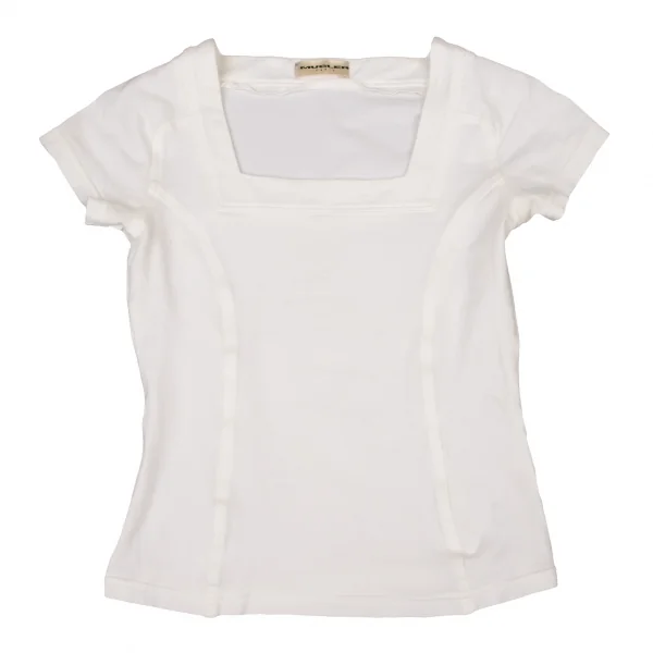 ミュグレーMUGLER スクエアデコルテ切替Tシャツ オフホワイトM位 K-136810_002