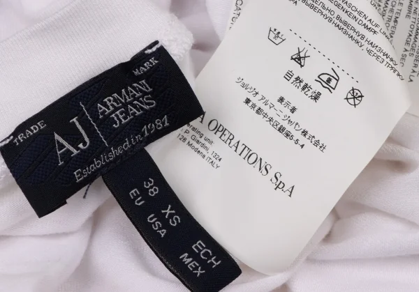アルマーニジーンズARMANI JEANS 袖ラインストーン装飾Tシャツ 白XS K-136814_014