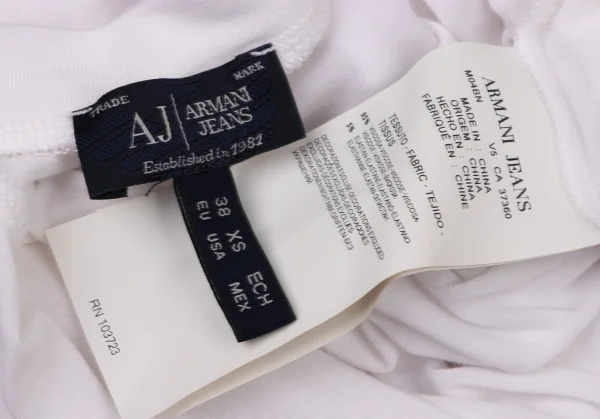 アルマーニジーンズARMANI JEANS 袖ラインストーン装飾Tシャツ 白XS K-136814_015