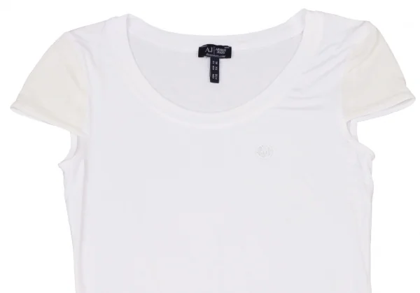 アルマーニジーンズARMANI JEANS 袖ラインストーン装飾Tシャツ 白XS K-136814_003