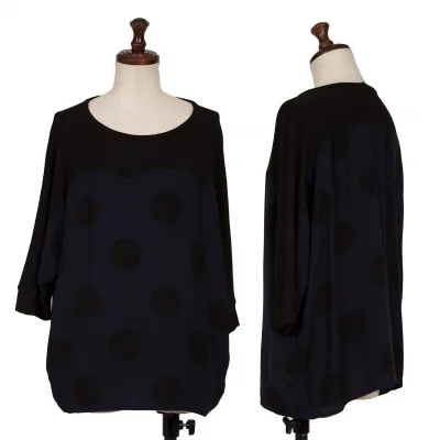 Y's Dot Printed Switching Dolman T Shirt