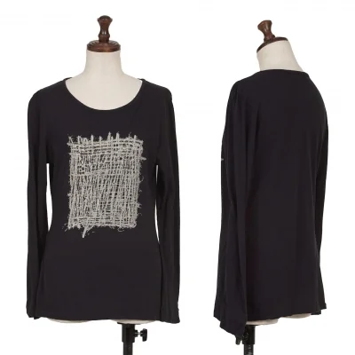 Yohji Yamamoto FEMME Cotton Lattice Printed T Shirt