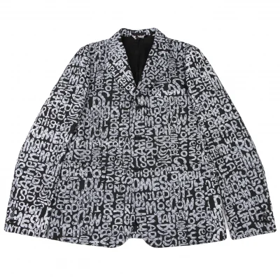 BLACK COMME des GARCONS Message Printed Jacquard Jacket