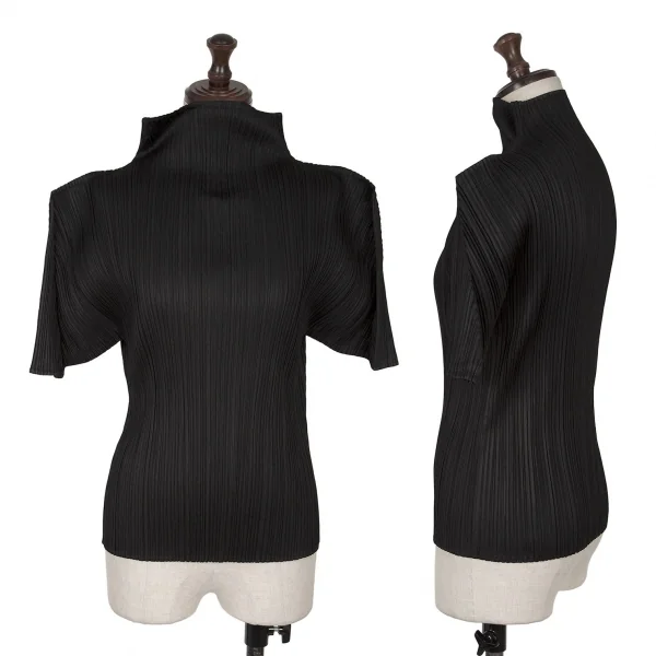 PLEATS PLEASE High-neck T-shirt Black 3 K-136921_001
