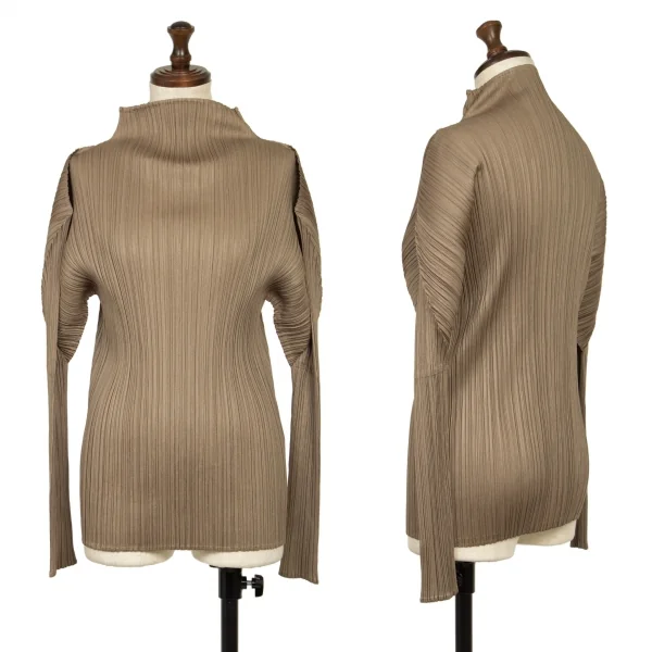 PLEATS PLEASE Turle Neck T Shirt Brown 3 K-136924_001