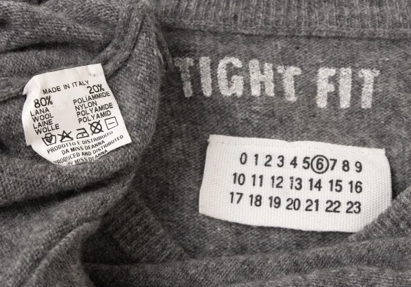 エムエム 6 メゾン マルジェラMM6 MAISON MARGIELA ウールナイロンVネックニットセーター グレーS位 K-136956_013