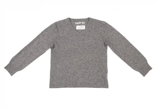 エムエム 6 メゾン マルジェラMM6 MAISON MARGIELA ウールナイロンVネックニットセーター グレーS位 K-136956_002