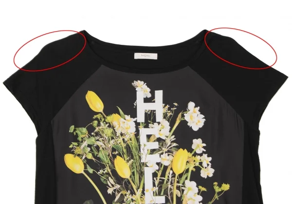 ポールスミスPaul Smith PAUL フロントフラワープリント切替Tシャツ 黒黄M K-136987_003