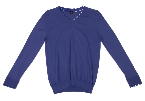 Paul Smith PS Cotton Silk Dot Layered V-neck Knit Sweater K-136988_002