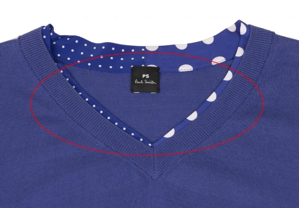 Paul Smith PS Cotton Silk Dot Layered V-neck Knit Sweater K-136988_004
