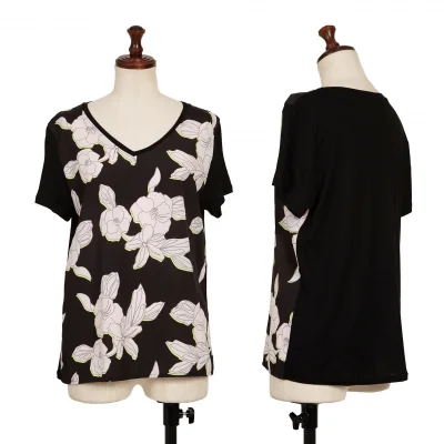 Paul Smith BLACK Front Floral Print Switching V-neck T Shirt