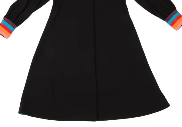 ポールスミスPaul Smith 袖マルチカラーVネックワンピース 黒マルチ38 K-136992_010