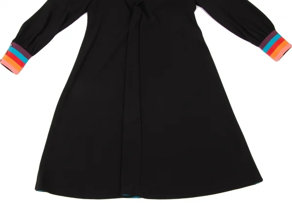 ポールスミスPaul Smith 袖マルチカラーVネックワンピース 黒マルチ38 K-136992_011