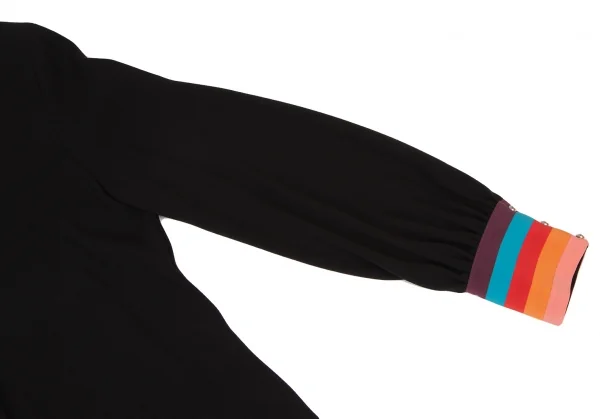 ポールスミスPaul Smith 袖マルチカラーVネックワンピース 黒マルチ38 K-136992_006