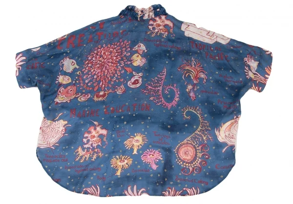 TSUMORI CHISATO Patterned Silk Front Drape Blouse K-136994_010
