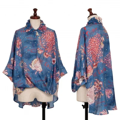 TSUMORI CHISATO Patterned Silk Front Drape Blouse