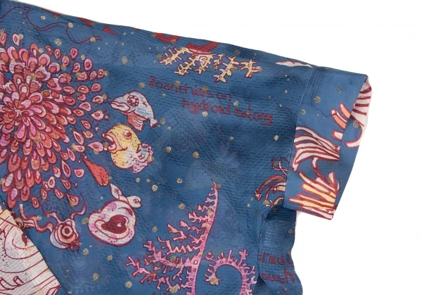 TSUMORI CHISATO Patterned Silk Front Drape Blouse K-136994_006