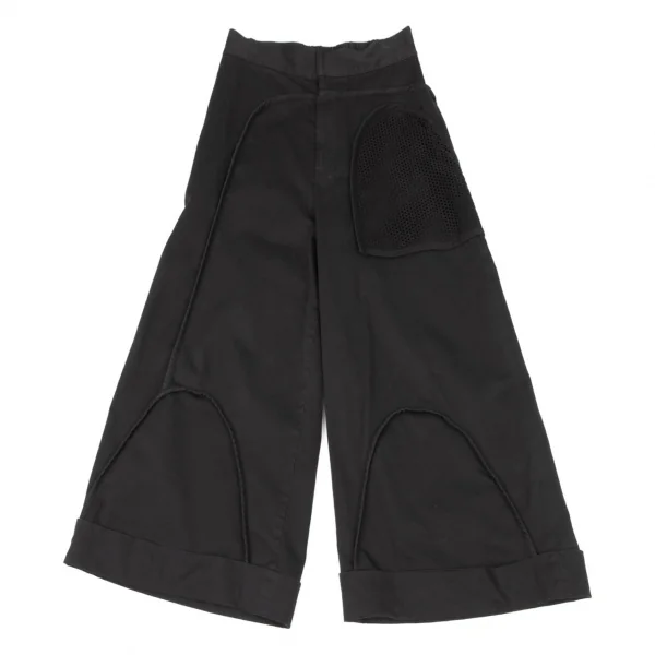 TSUMORI CHISATO Punching Synthetic Suede Pocket Wide Pants Black 1 K-137014_001