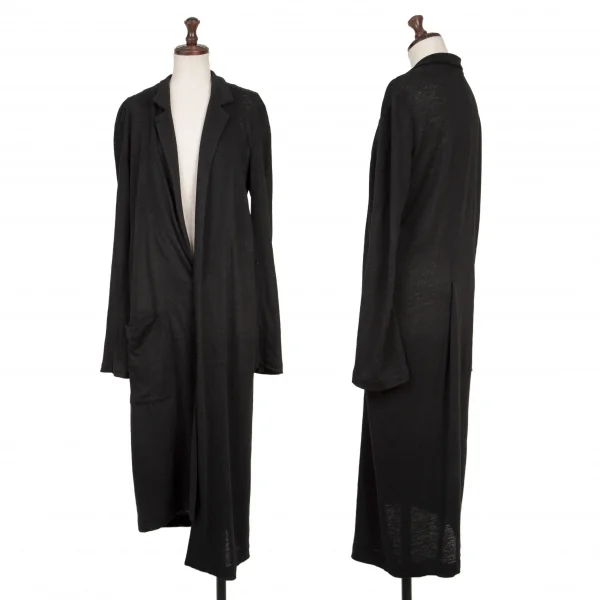 Y's Linen Hem Asymmetry Long Jacket Black 1 K-137029_001