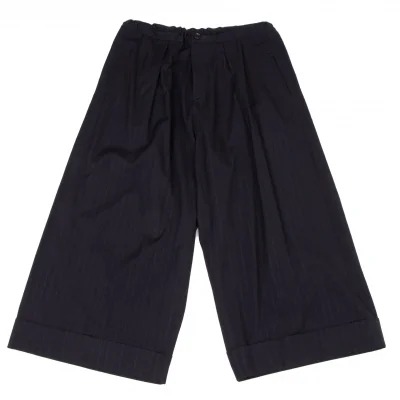 Y's Wool Rayon Tuck Striped Wide Pants