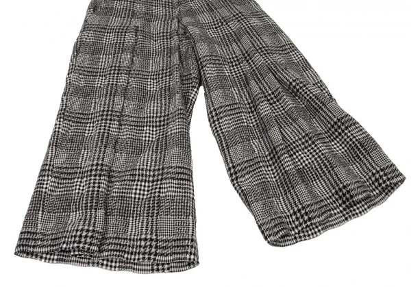 Y's Wool Cotton Gingham Patchwork Wide Pants K-137037_005
