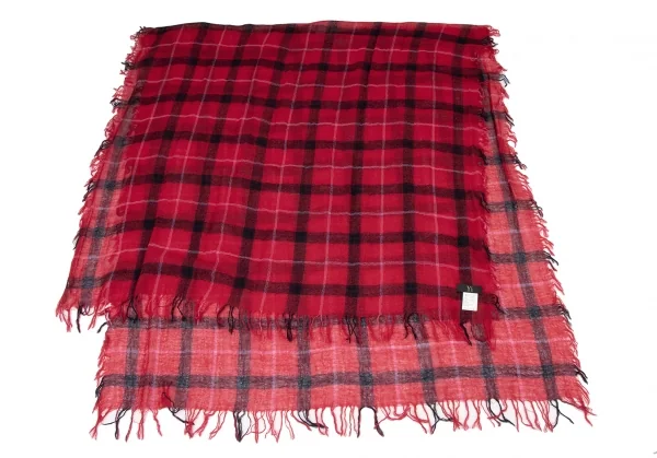 Y's Wool Check Fringe Stole K-137039_002
