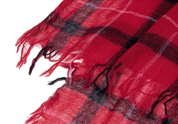 Y's Wool Check Fringe Stole K-137039_003