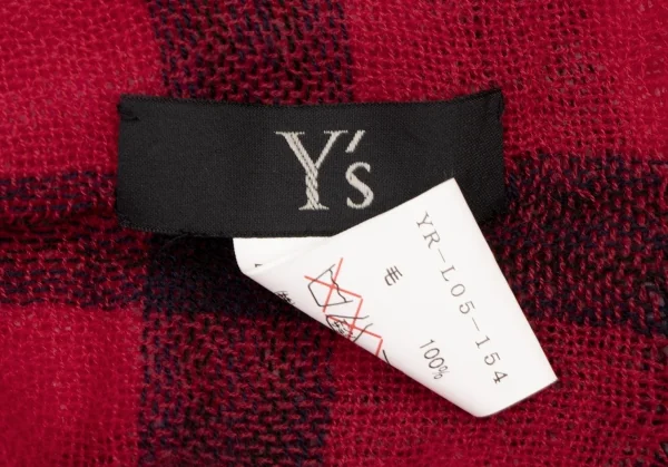 Y's Wool Check Fringe Stole K-137039_006